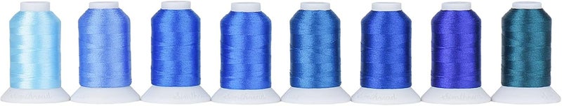 simthread Blue Embroidery Thread – 8 Shades Compatible with Brother Colors, 550 Yards Each, 40WT Polyester, for Brother, Babylock, Janome, Singer & Other Machines - Image 2